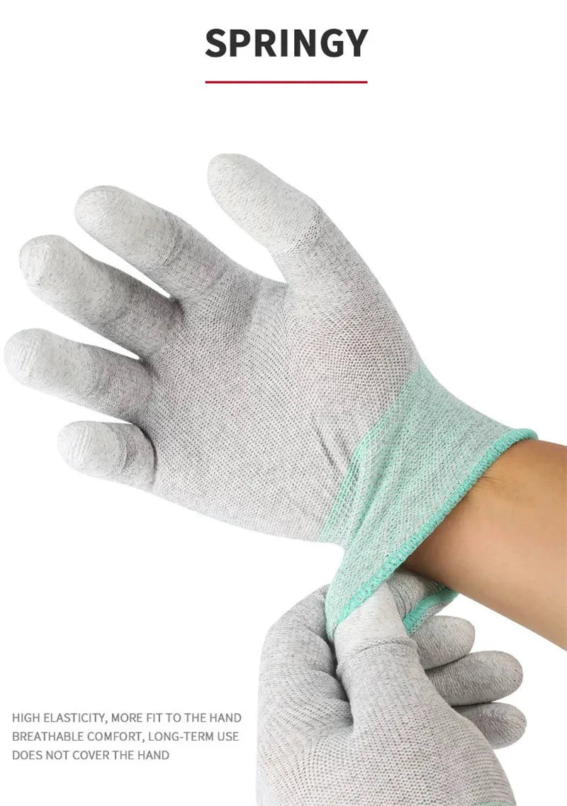 MECHANIC AS02 Elasticity Non-Slip Carbon Fiber Gloves for Phone Electronic Parts Repair Anti-static Protective L/M Size Gloves