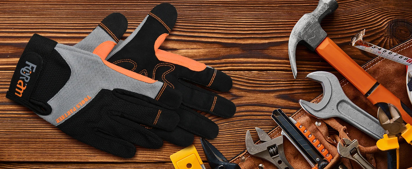 1Pair Work Gloves Men & Women, Utility Mechanic Working Gloves High Dexterity Touch Screen For Multipurpose,Excellent Grip
