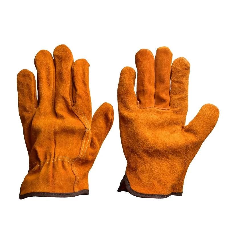 1 Pair Men Work Gloves Soft Cowhide Driver Hunting Driving Farm Garden Welding Security Protection Safety Mechanic Glove