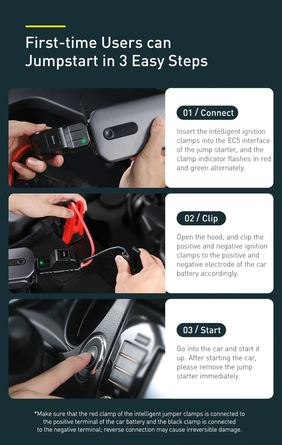 Baseus Portable Car Jump Starter Device Power Bank Emergency 12000mAh High Power 12V Car Battery Booster Auto Starting Device