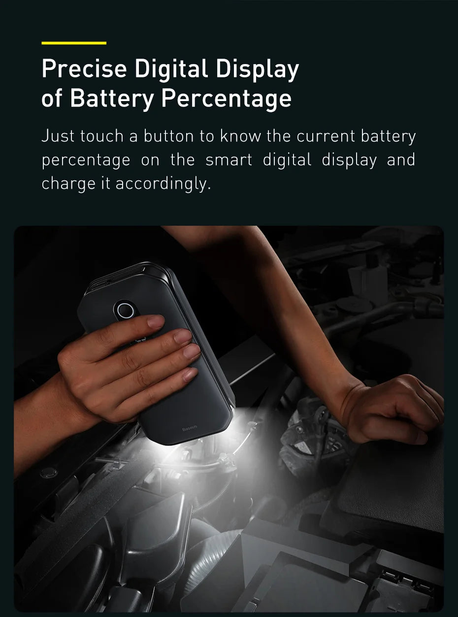 Baseus Portable Car Jump Starter Device Power Bank Emergency 12000mAh High Power 12V Car Battery Booster Auto Starting Device