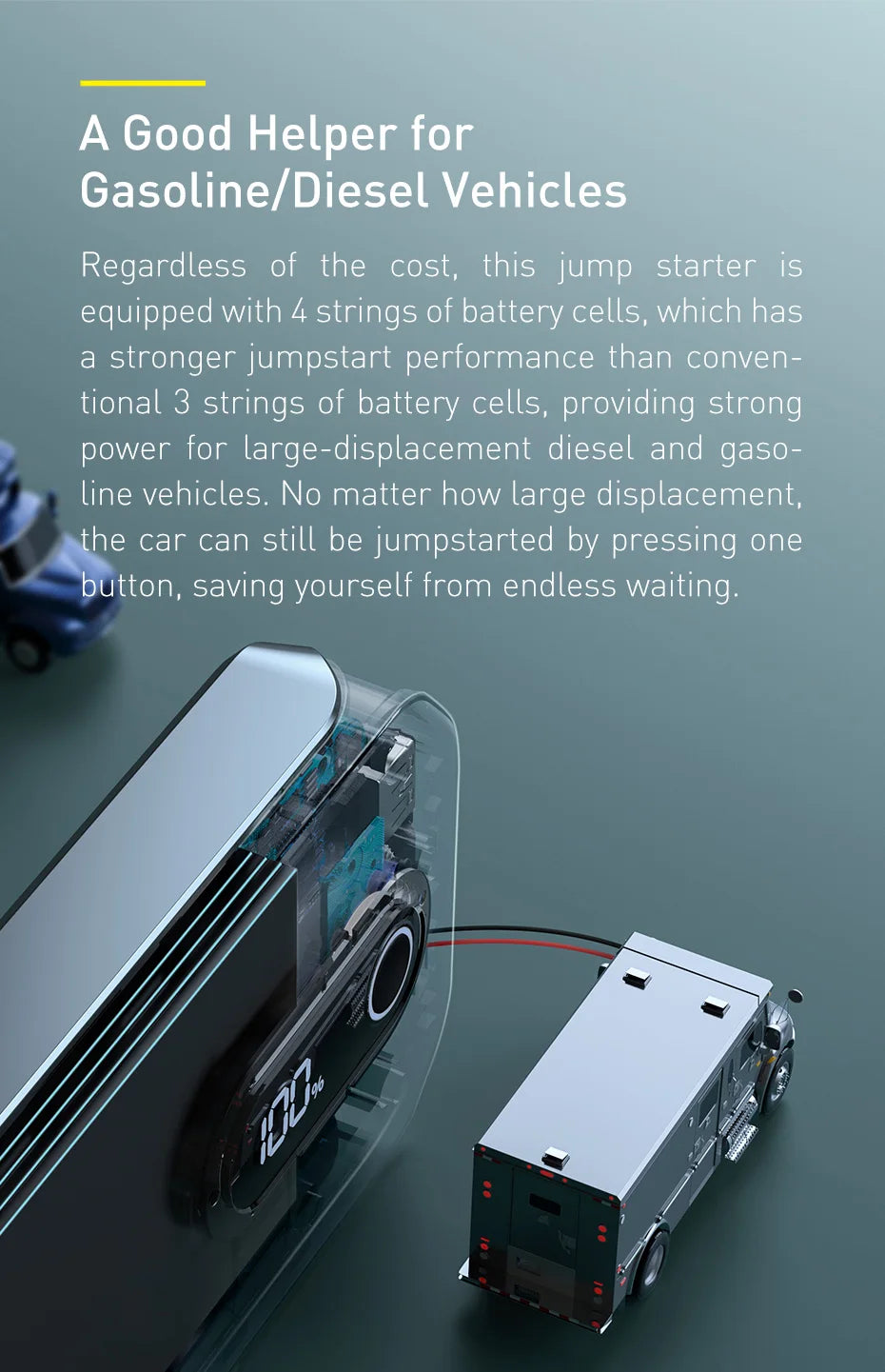 Baseus Portable Car Jump Starter Device Power Bank Emergency 12000mAh High Power 12V Car Battery Booster Auto Starting Device