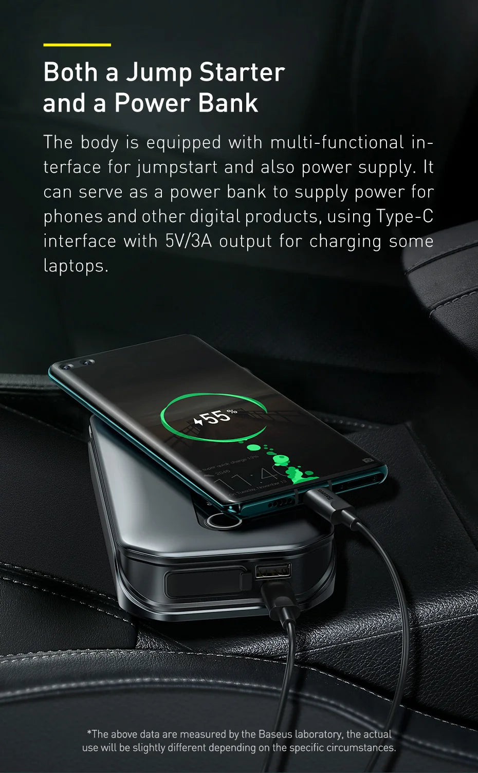 Baseus Portable Car Jump Starter Device Power Bank Emergency 12000mAh High Power 12V Car Battery Booster Auto Starting Device