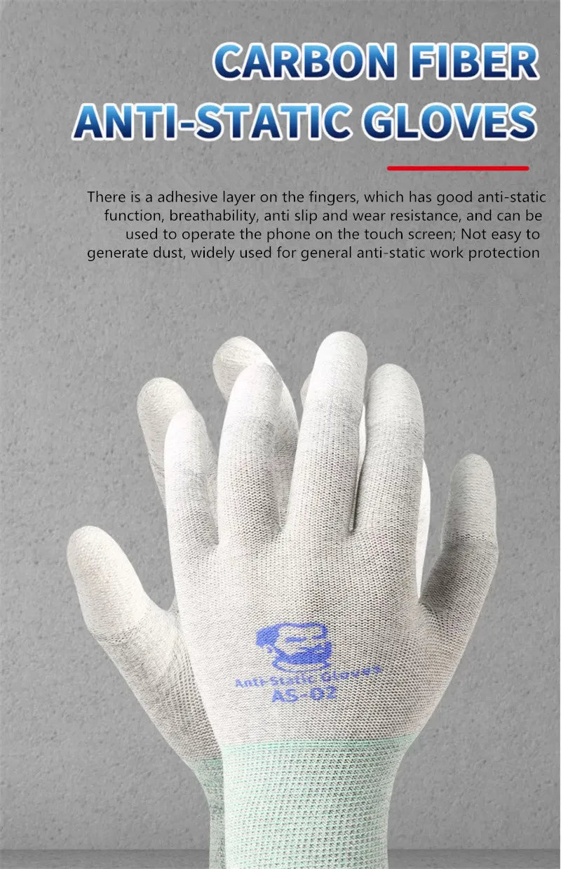 MECHANIC AS02 Elasticity Non-Slip Carbon Fiber Gloves for Phone Electronic Parts Repair  Anti-static Protective  L/M Size Gloves