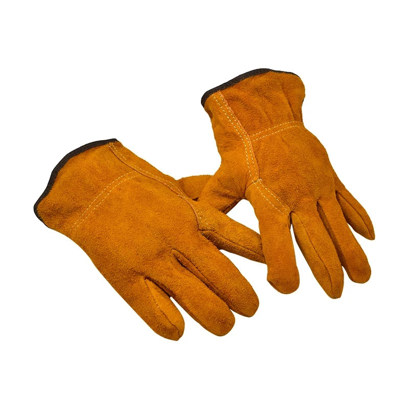 1 Pair Men Work Gloves Soft Cowhide Driver Hunting Driving Farm Garden Welding Security Protection Safety Mechanic Glove