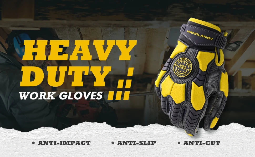 HANDLANDY Heavy Duty Work Gloves for Men, Cut 6 Safety Impact Protection Working Gloves Touch Screen Mechanics Gloves