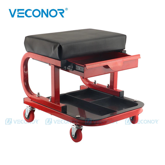 Rolling Creeper Garage/Shop Seat 100KG / 220LBS Capacity Padded Rolling Workshop Stool with Tool Tray Storage & Portable Drawer