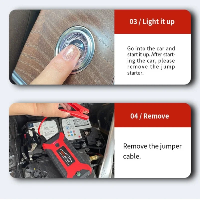 Portable Car Battery Starter Auto Jump Starter 99800mAh 12V Petrol Diesel Car Emergency Booster Start Power Supply for Cars
