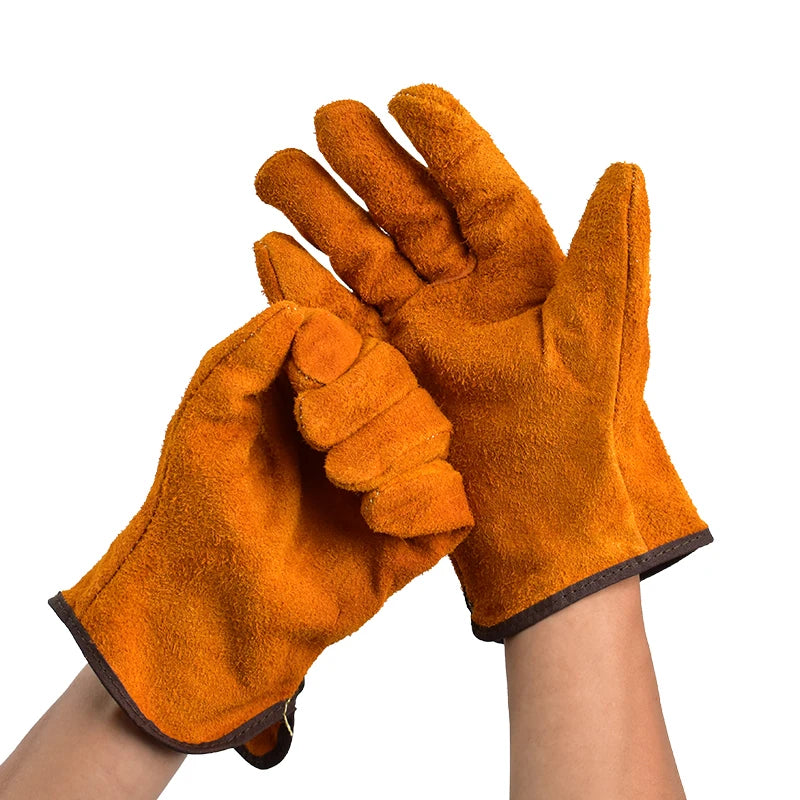 1 Pair Men Work Gloves Soft Cowhide Driver Hunting Driving Farm Garden Welding Security Protection Safety Mechanic Glove