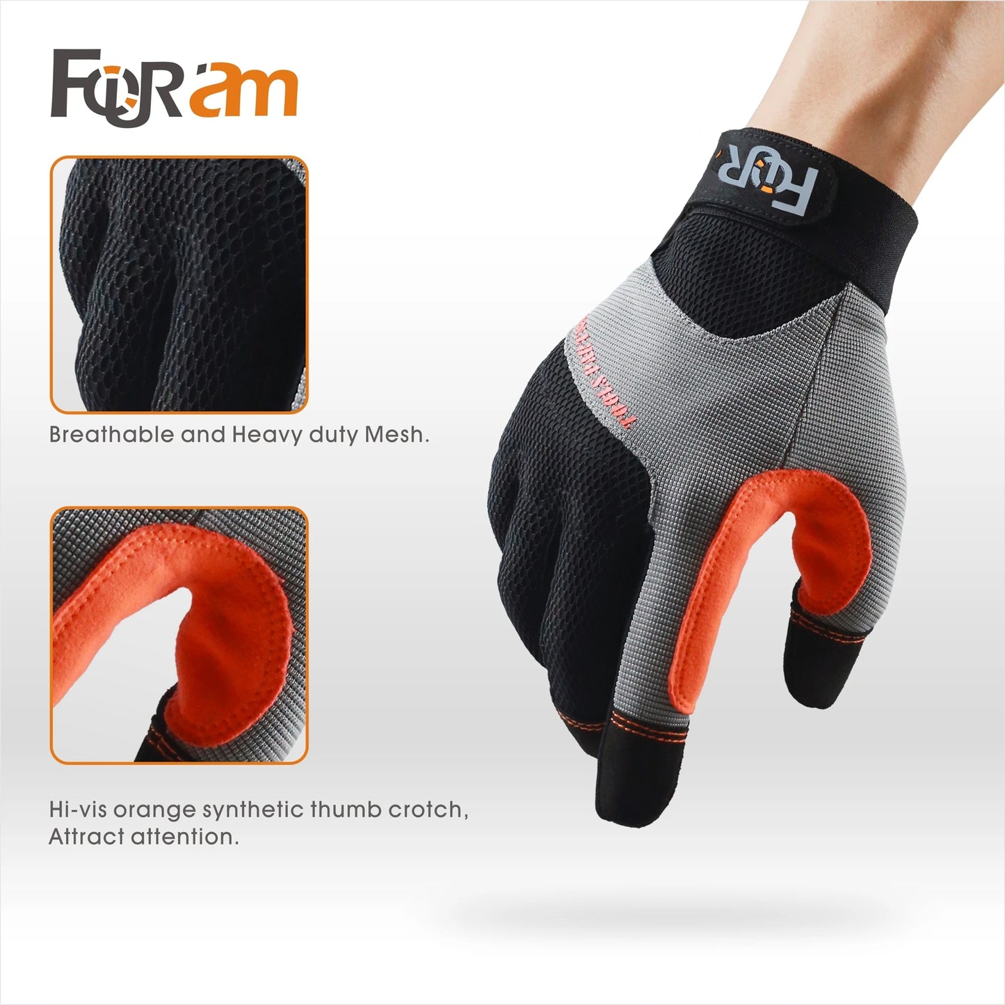 1Pair Work Gloves Men & Women, Utility Mechanic Working Gloves High Dexterity Touch Screen For Multipurpose,Excellent Grip