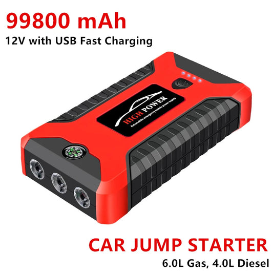 Portable Car Battery Starter Auto Jump Starter 99800mAh 12V Petrol Diesel Car Emergency Booster Start Power Supply for Cars