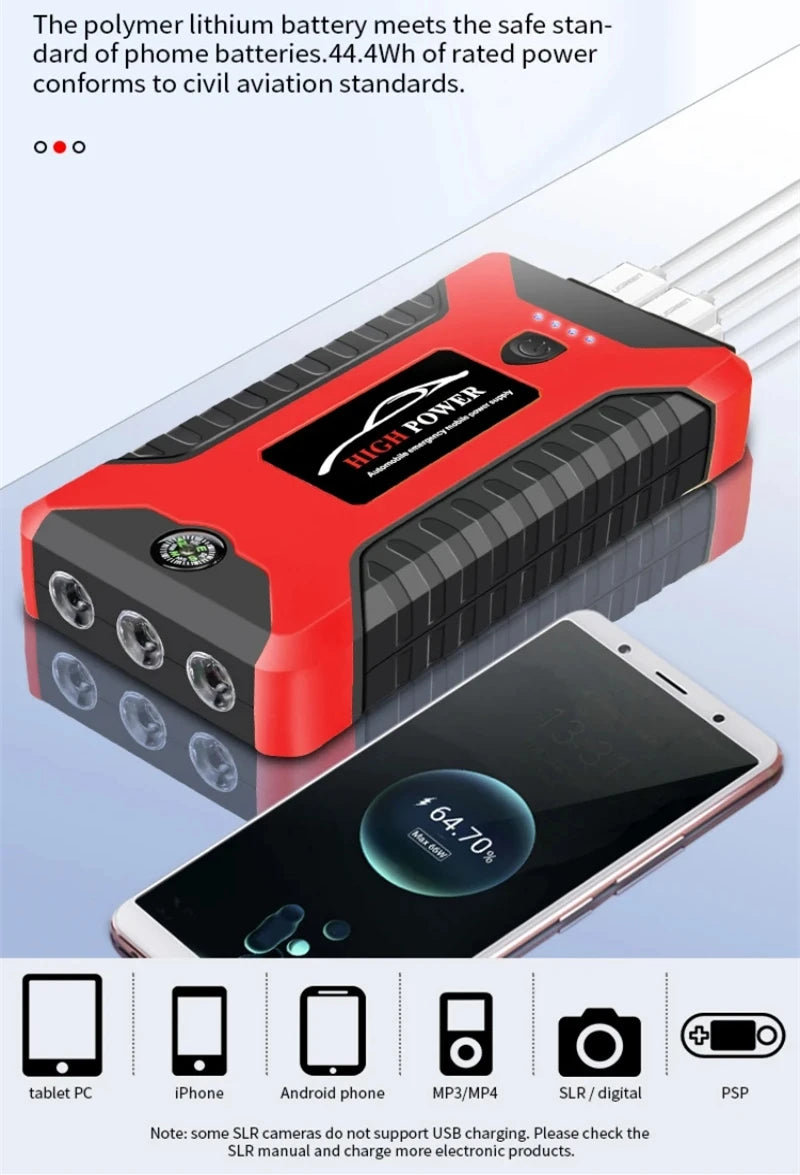 Portable Car Battery Starter Auto Jump Starter 99800mAh 12V Petrol Diesel Car Emergency Booster Start Power Supply for Cars