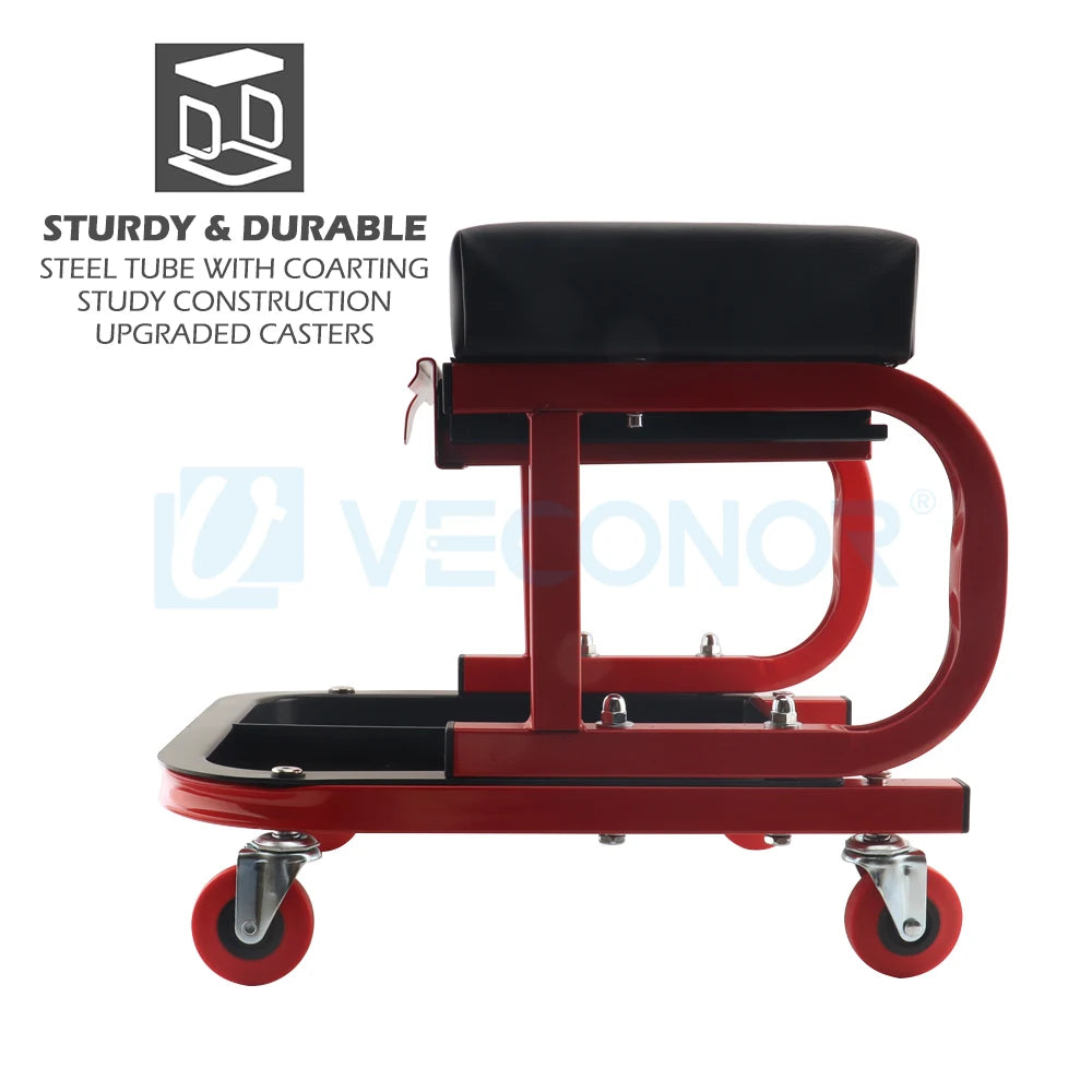 Rolling Creeper Garage/Shop Seat 100KG / 220LBS Capacity Padded Rolling Workshop Stool with Tool Tray Storage & Portable Drawer
