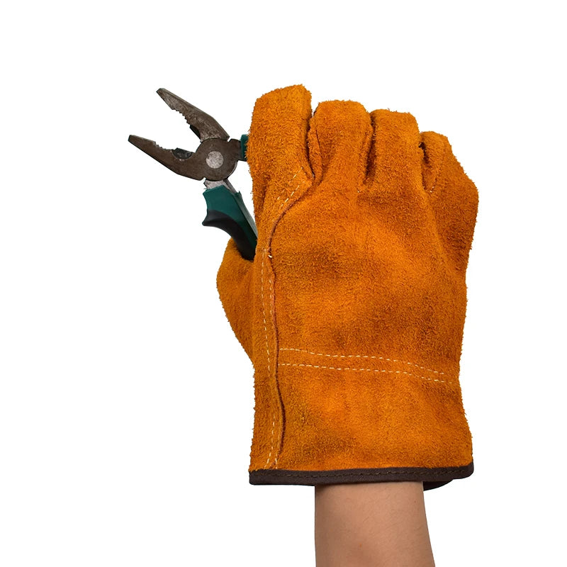 1 Pair Men Work Gloves Soft Cowhide Driver Hunting Driving Farm Garden Welding Security Protection Safety Mechanic Glove