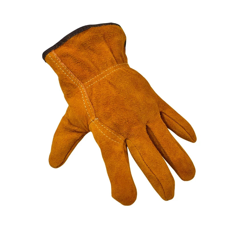 1 Pair Men Work Gloves Soft Cowhide Driver Hunting Driving Farm Garden Welding Security Protection Safety Mechanic Glove