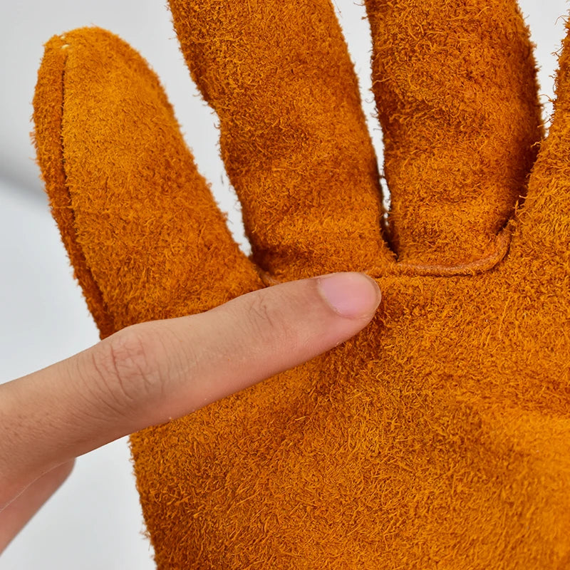 1 Pair Men Work Gloves Soft Cowhide Driver Hunting Driving Farm Garden Welding Security Protection Safety Mechanic Glove