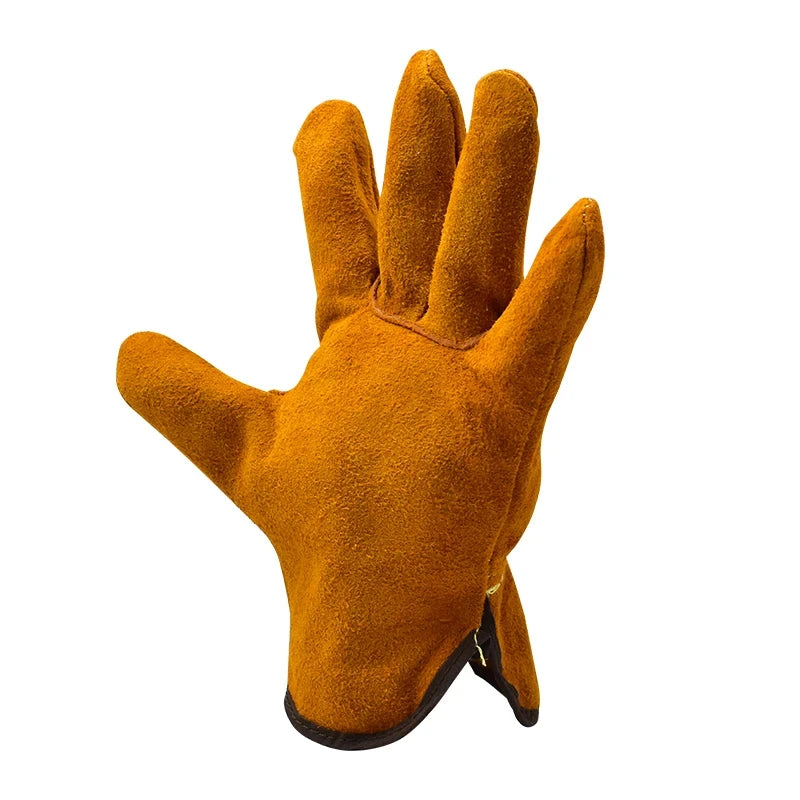 1 Pair Men Work Gloves Soft Cowhide Driver Hunting Driving Farm Garden Welding Security Protection Safety Mechanic Glove
