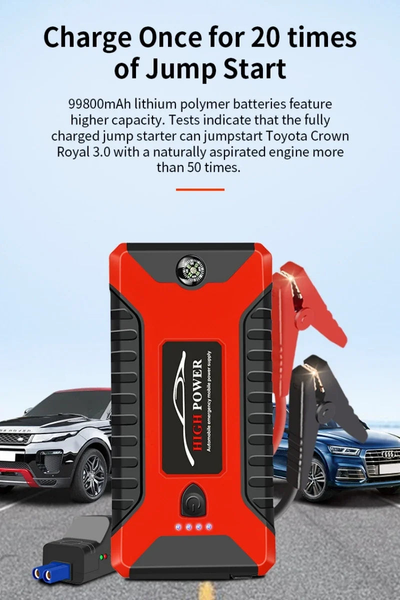Portable Car Battery Starter Auto Jump Starter 99800mAh 12V Petrol Diesel Car Emergency Booster Start Power Supply for Cars